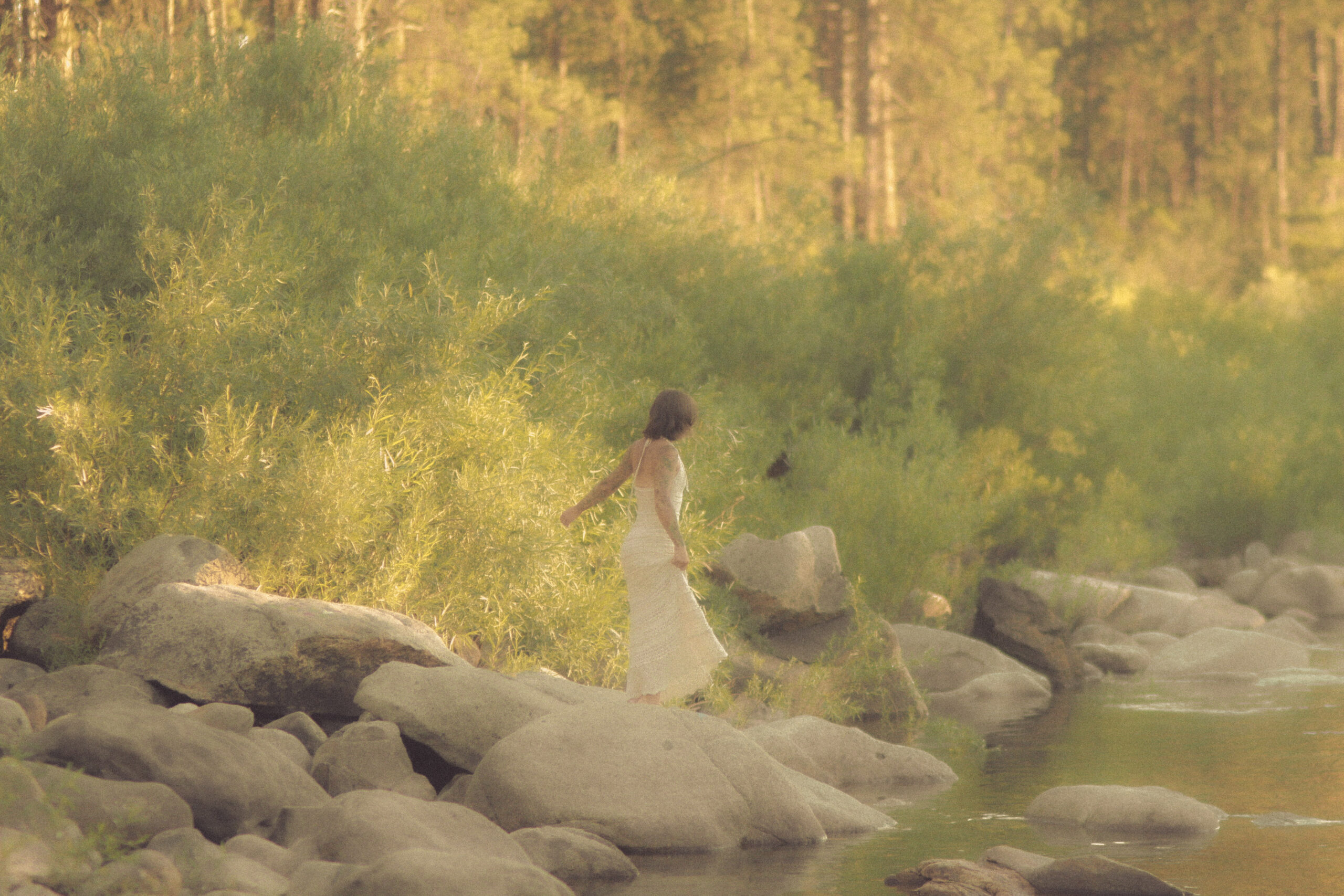 Senior walking through a field